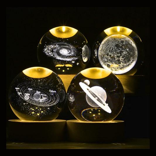 LED Galaxy Crystal Ball Lamp | 3D Planet Moon Night Light | Bedroom & Party Home Decor | Kids Birthday Gift (Random Design)